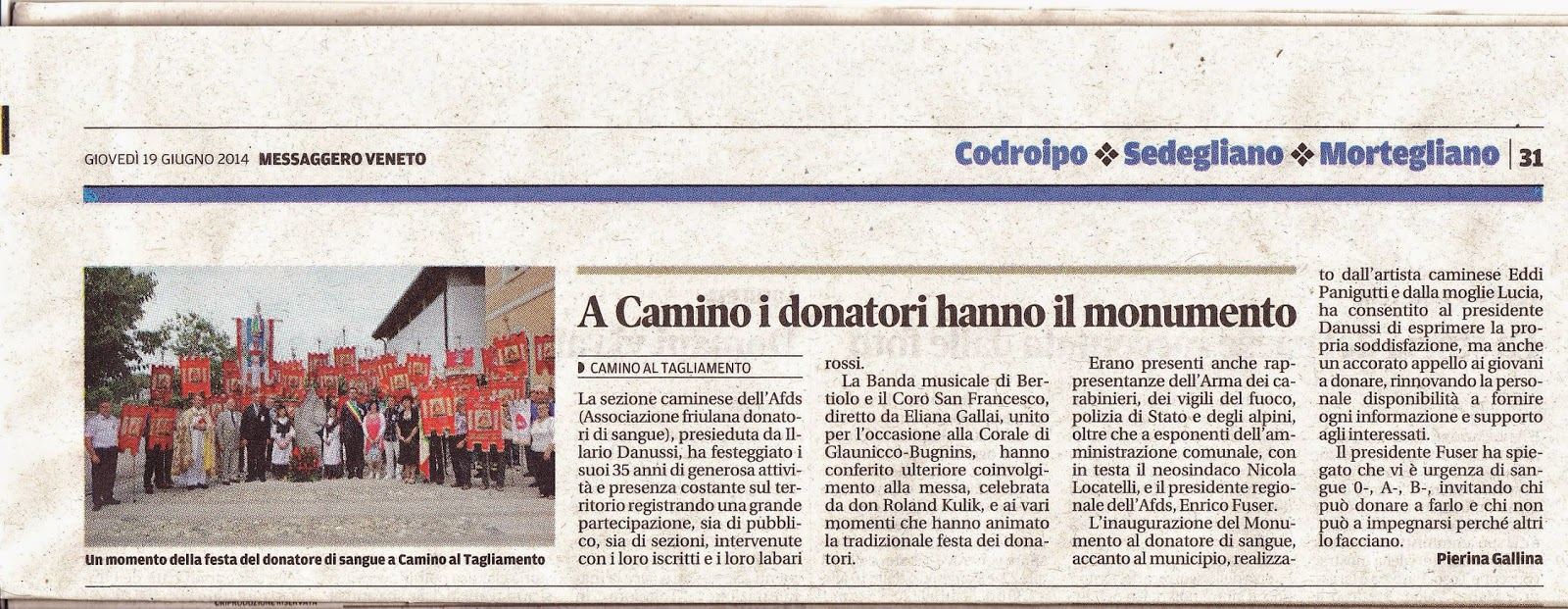 35° SEZ. AFDS di CAMINO AL T (ud) – 15 giugno 2014