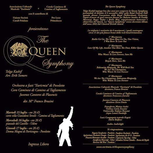 “THE QUEEN SYMPHONY” , per cori e orchestra di fiati – Camino T (UD) 15 luglio 14